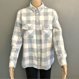 Roots Plaid Thick Casual Blue Long Sleeves Button Down Shirt Sweater Sweatshirt.